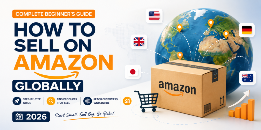 how to sell on Amazon globally, Amazon global selling 2026, sell on Amazon internationally, Amazon FBA international, Amazon global marketplace beginner guide